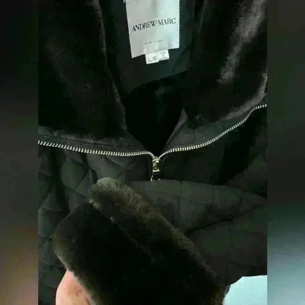 Andrew Marc Quilted Jacket with Faux Fur Collar - Picture 4 of 4